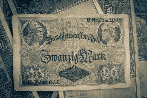 istock some old historical German banknotes lie spread out on a table 1222819868