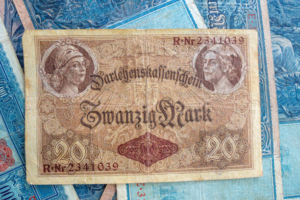 istock some old historical German banknotes lie spread out on a table 1222819870