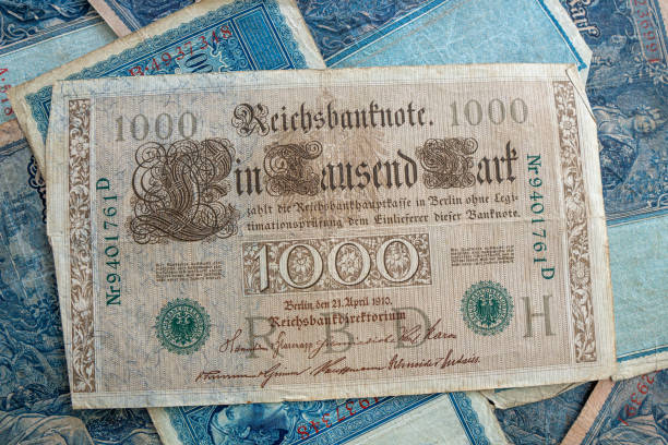istock some old historical German banknotes lie spread out on a table 1222819878