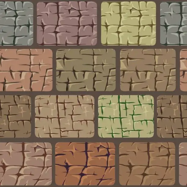 Vector illustration of Masonry walls made of large stones. Vector seamless