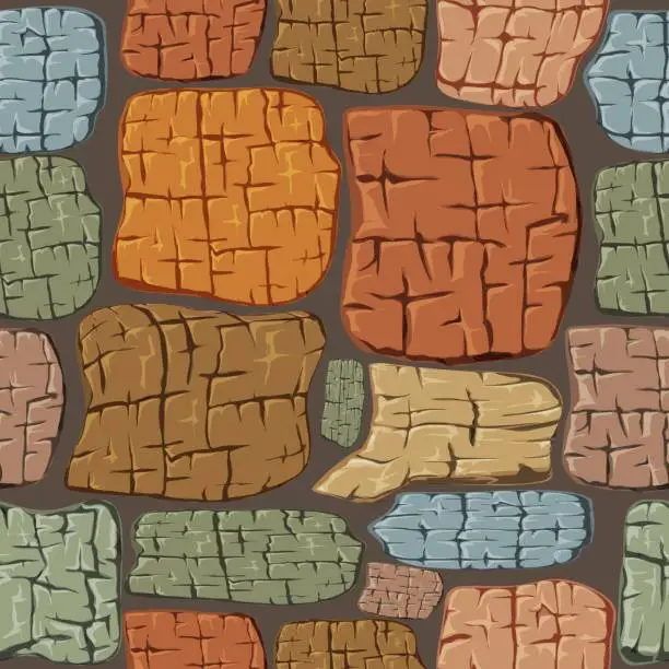 Vector illustration of Masonry walls made of large stones. Vector seamless