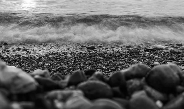 istock Abstract sea water in evening in black and white 1222821688