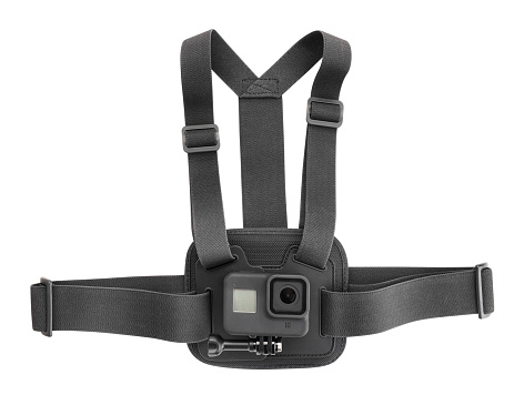 action camera chest mount path isolated on white
