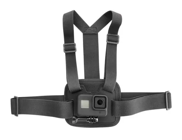 action camera chest mount path isolated on white