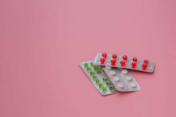 istock Medicine. Pills in blister packs textured background, close up, selective focus 1222833480