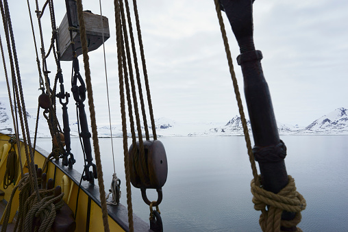 Sailing ship at sea Svalbard