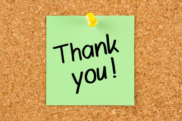istock Thank You Note Pinned on Bulletin Board 1222838865