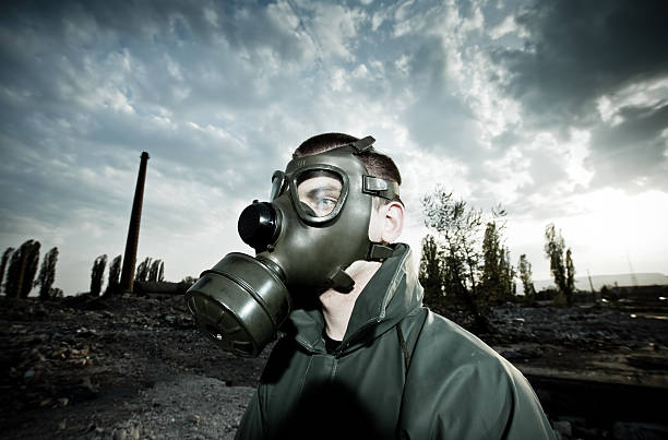 istock Man wearing gas mask 122284469
