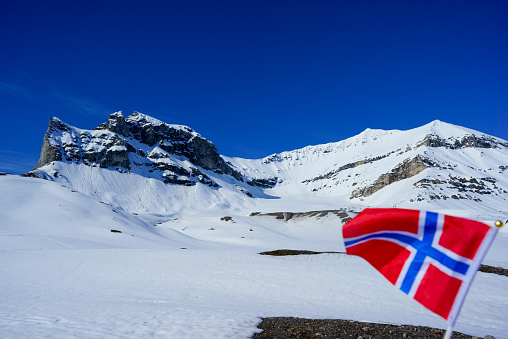 Norwegian flag in Svalbard Islands