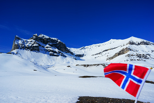 Norwegian flag in Svalbard Islands