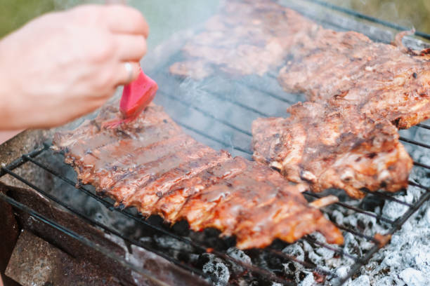 istock Cooking pork ribs on the grill. 1222850266