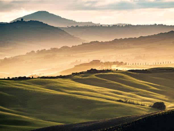 istock Sunny landscape from Val d'Orcia, Tuscany, Italy 1222851022