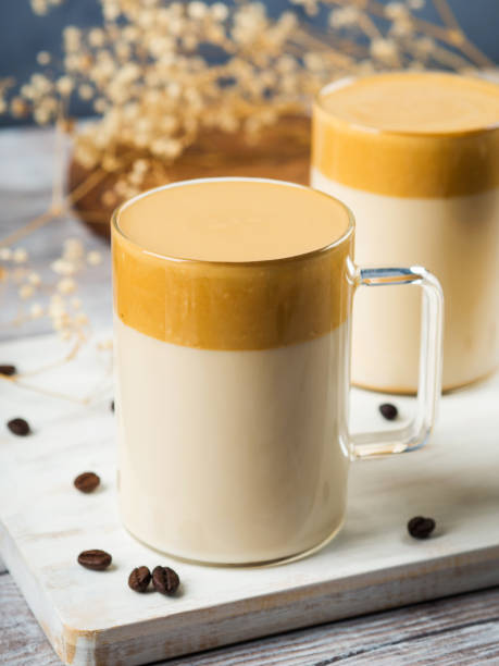 istock Whipped dalgona coffee drink in glass mug 1222853421