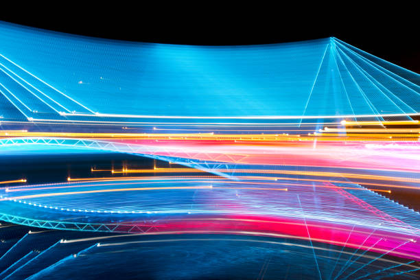 istock Colorful electric lights motion abstract background 1222853547