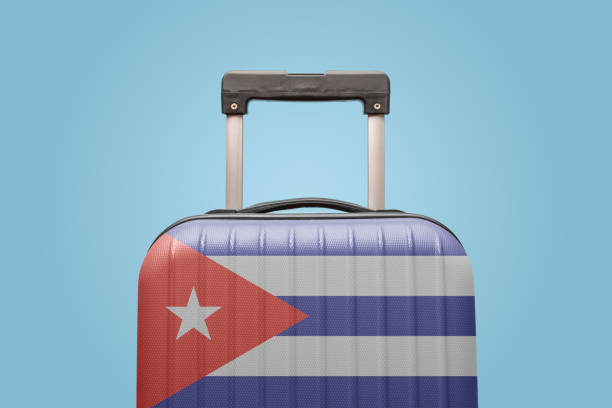 istock Baggage with Cuban flag print tourism and vacation concept. 1222853882