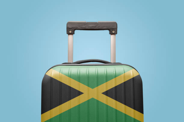 bagages avec le tourisme imprimé du drapeau jamaïcain et le concept de vacances. - jamaican culture photos et images de collection