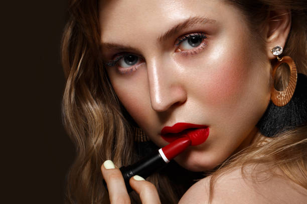 istock Beautiful girl with red lips 1222854087