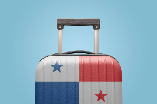 istock Baggage with Panama flag print tourism and vacation concept. 1222854684