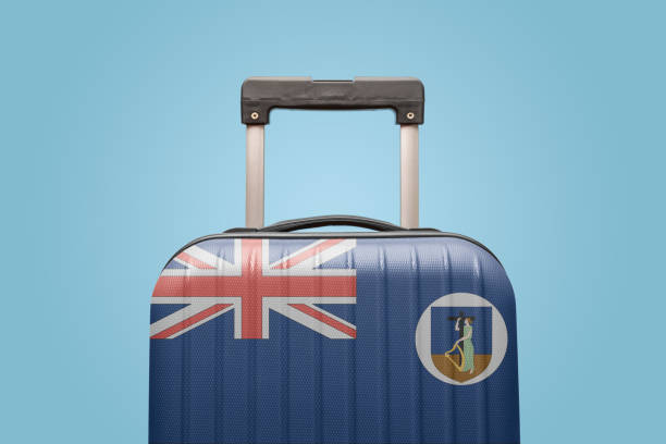 istock Baggage with Montserrat flag print tourism and vacation concept. 1222854716