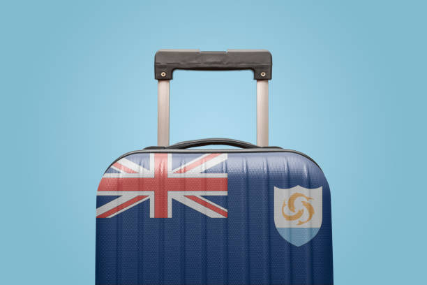 istock Baggage with Anguilla flag print tourism and vacation concept. 1222854896