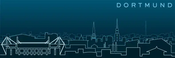 Vector illustration of Dortmund Multiple Lines Skyline and Landmarks