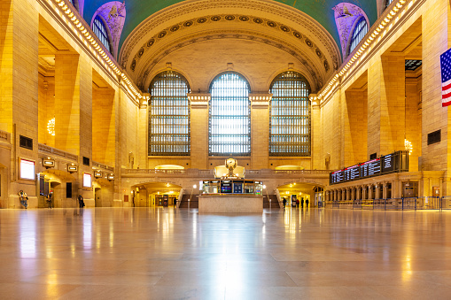 New York City, NY, USA-June 2022; View of the Moynihan Train Hall, an expansion of Pennsylvania Station, the main intercity and commuter rail station in the city in former main post office building