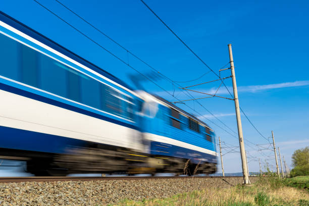 istock intercity express train travels on the tracks 1222856677