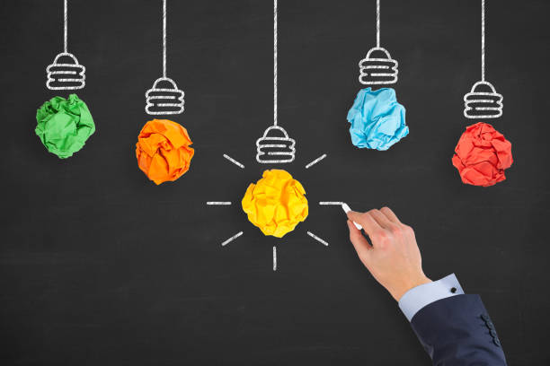 istock Creative Idea Concepts Light Bulb Crumpled Paper on Blackboard 1222858419