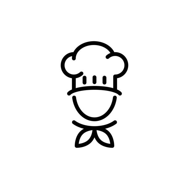 ilustrações, clipart, desenhos animados e ícones de chef chapéu ícone modelo de vetor plano design de modelo na moda - chef