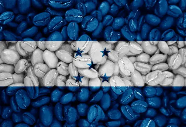 Photo of coffee with the country flag background