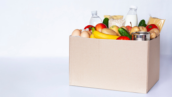 Food box on gray background