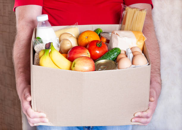 istock Food box in male hands 1222861267