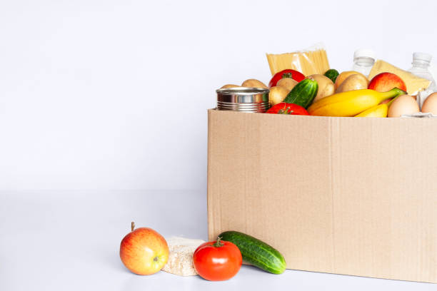 istock Food box on gray background 1222861303