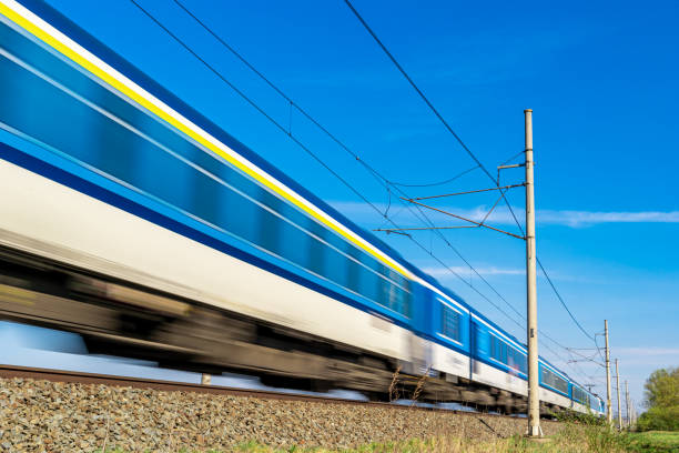 istock intercity express train travels on the tracks 1222861879