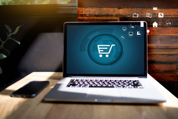 istock Business people use Technology Ecommerce Internet Global Marketing Purchasing Plan and Bank Concept 1222862802