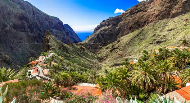 impressive mountains and bending road of Tenerife