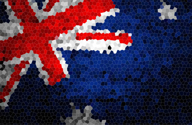 Australia flag painted on old wood plank. Patriotic background. National flag of Australia