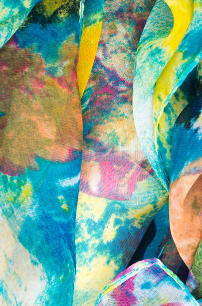 istock Beautiful silk colorful scarf closeup view 1222865443