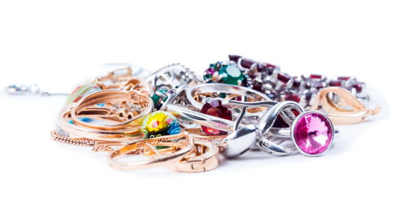istock Various jewelry on the white background 1222866353