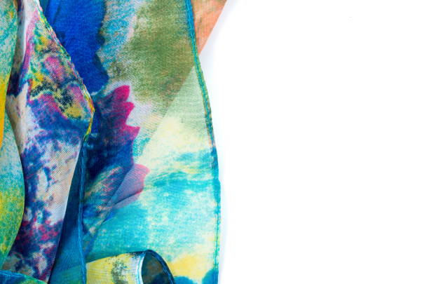 istock Beautiful silk colorful scarf closeup view 1222866416