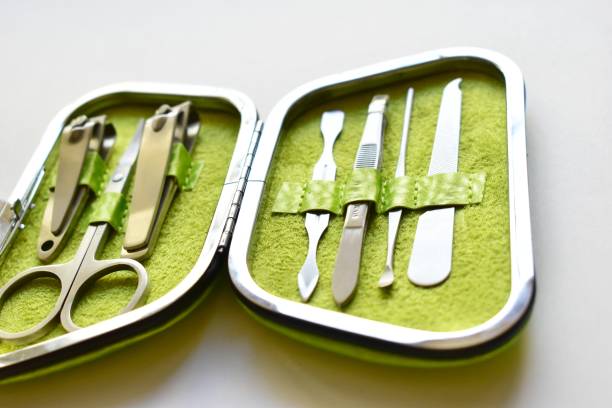 istock Green handbag with a set for a pedicure 1222868333