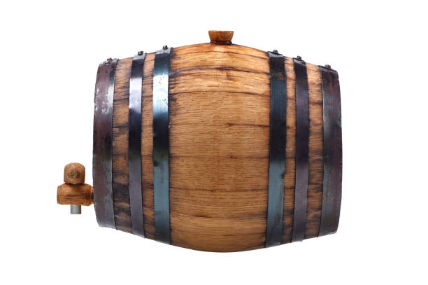 Whiskey barrel on a white background stock photo