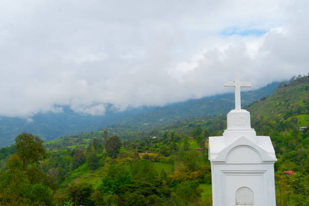 istock Country landscape with nurture and a chapel 1222876655