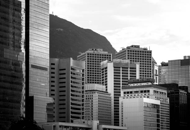 istock Hong Kong Modern Architecture, image on black and white 1222879727