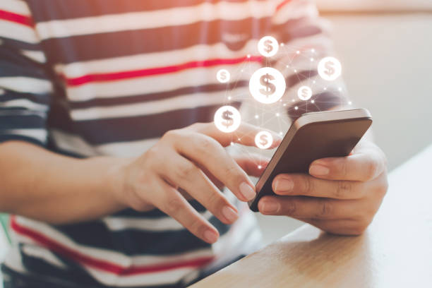 istock Close up image hand using mobile phone with online transaction application, Concept financial technology (fin-tech) 1222889463