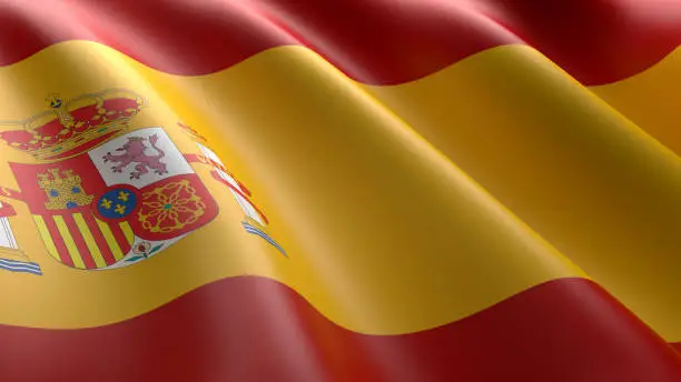Wavy flag of Spain design. Suitable for background graphic resources. 3D illustration