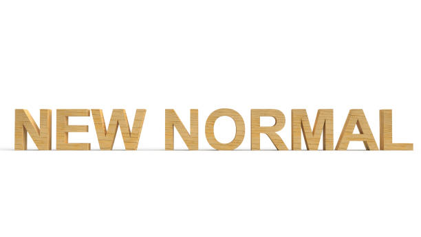 istock wooden text new normal  in white background 3d rendering. 1222894338
