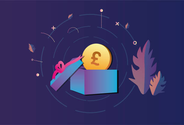 ilustrações de stock, clip art, desenhos animados e ícones de sterling gifts, surprise graphics - gift currency british currency pound symbol