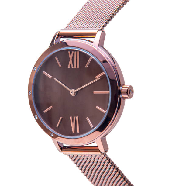istock Wrist watch is stainless steel on white background. 1222895454