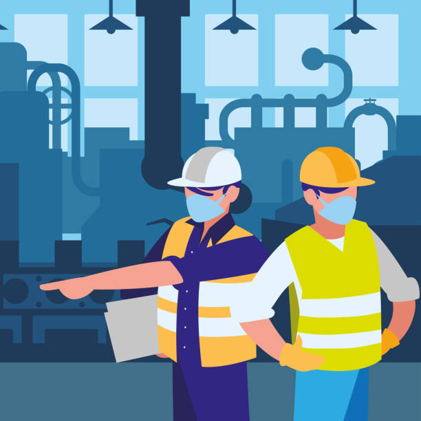 Using Masker In Factory Icon 2,200+ Factory Workers With Mask Stock Illustrations, Royalty-Free ...